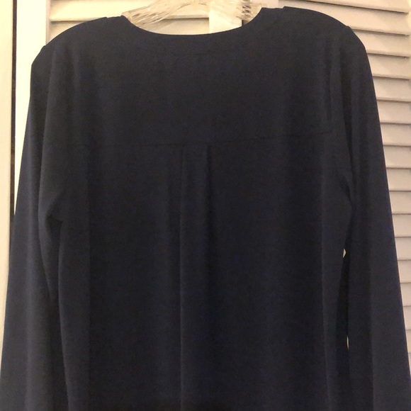 Michael Kors navy blue long sleeve blouse with gold zipper in front, size M - Picture 7 of 7